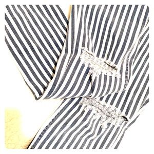 Blue and white stripped skinny jeans